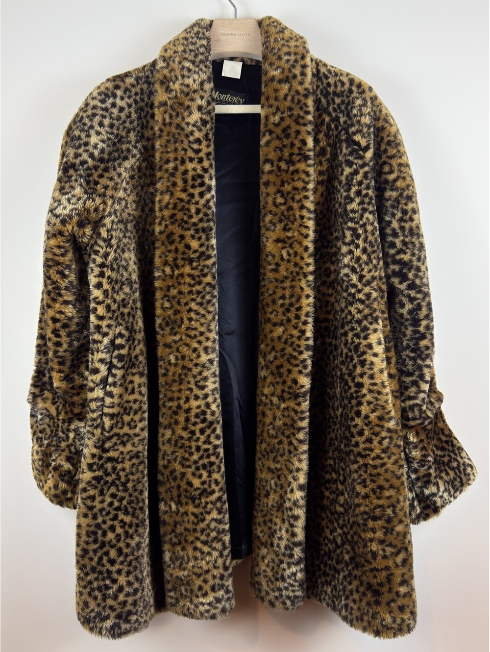 Vintage Monterey Fashions Leopard Faux Fur Swing Coat Made in USA